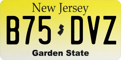 NJ license plate B75DVZ