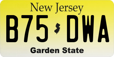 NJ license plate B75DWA