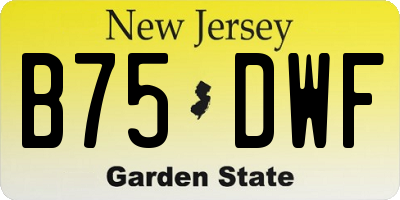 NJ license plate B75DWF