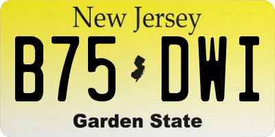 NJ license plate B75DWI