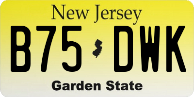 NJ license plate B75DWK