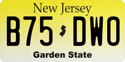 NJ license plate B75DWO