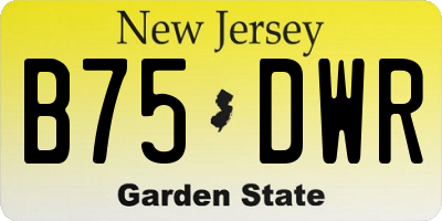 NJ license plate B75DWR