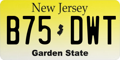 NJ license plate B75DWT