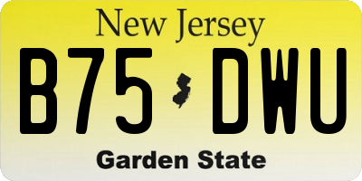 NJ license plate B75DWU