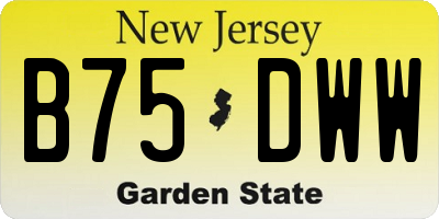 NJ license plate B75DWW