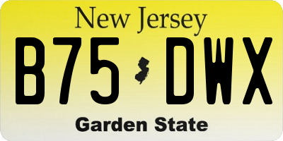 NJ license plate B75DWX