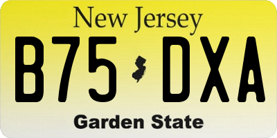 NJ license plate B75DXA