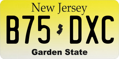 NJ license plate B75DXC