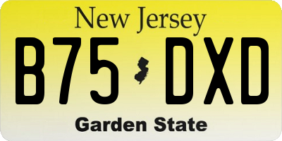 NJ license plate B75DXD