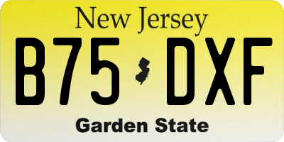 NJ license plate B75DXF
