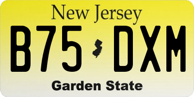 NJ license plate B75DXM