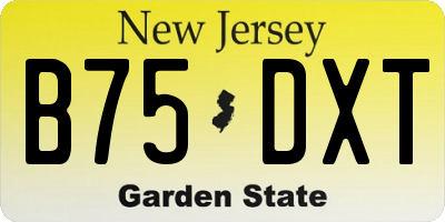 NJ license plate B75DXT