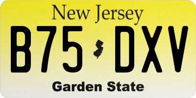 NJ license plate B75DXV