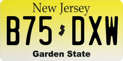 NJ license plate B75DXW