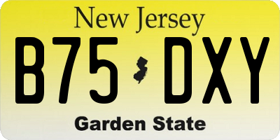 NJ license plate B75DXY