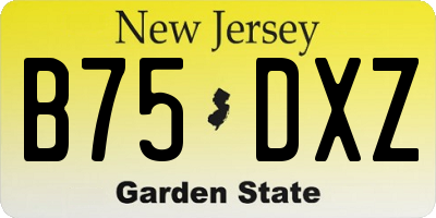 NJ license plate B75DXZ