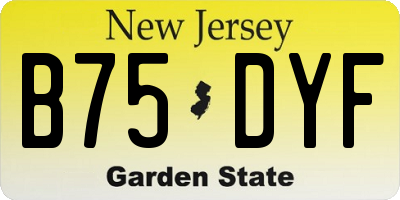 NJ license plate B75DYF
