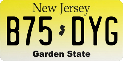 NJ license plate B75DYG