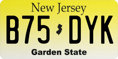 NJ license plate B75DYK