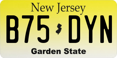 NJ license plate B75DYN