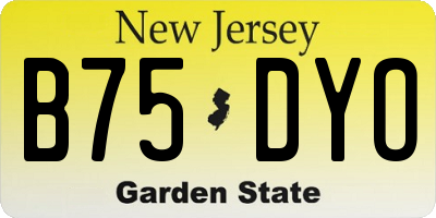 NJ license plate B75DYO
