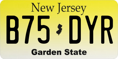 NJ license plate B75DYR