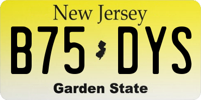 NJ license plate B75DYS
