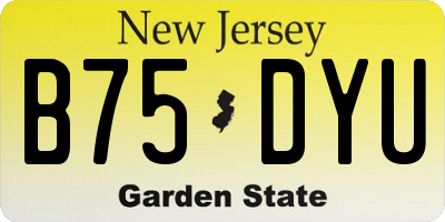 NJ license plate B75DYU