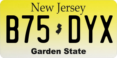 NJ license plate B75DYX