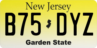 NJ license plate B75DYZ