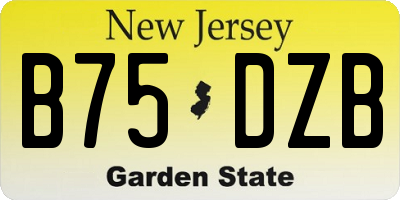 NJ license plate B75DZB