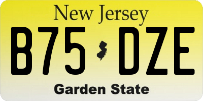 NJ license plate B75DZE