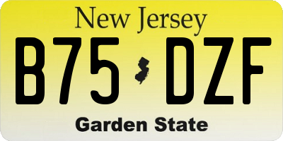 NJ license plate B75DZF