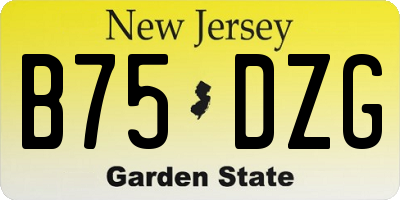 NJ license plate B75DZG
