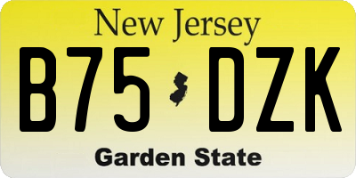 NJ license plate B75DZK