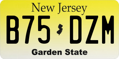 NJ license plate B75DZM