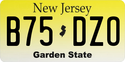 NJ license plate B75DZO