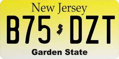 NJ license plate B75DZT