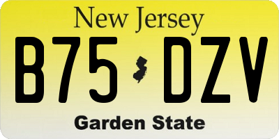NJ license plate B75DZV