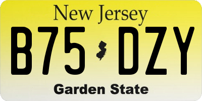 NJ license plate B75DZY