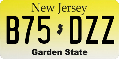 NJ license plate B75DZZ
