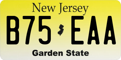 NJ license plate B75EAA
