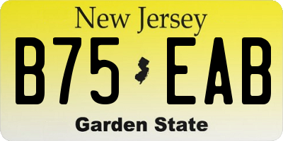 NJ license plate B75EAB