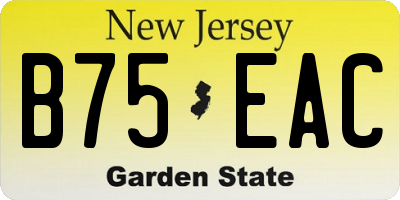 NJ license plate B75EAC