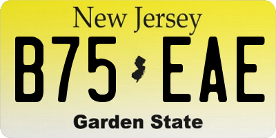 NJ license plate B75EAE