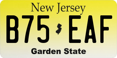 NJ license plate B75EAF