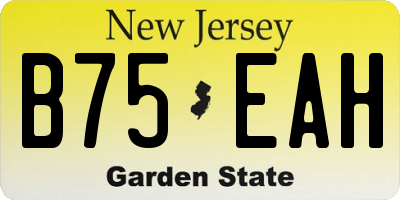 NJ license plate B75EAH