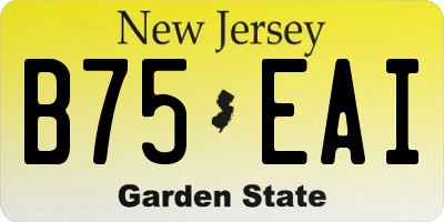NJ license plate B75EAI