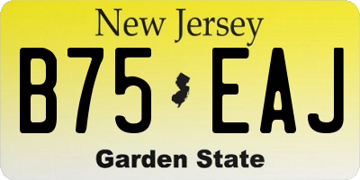 NJ license plate B75EAJ